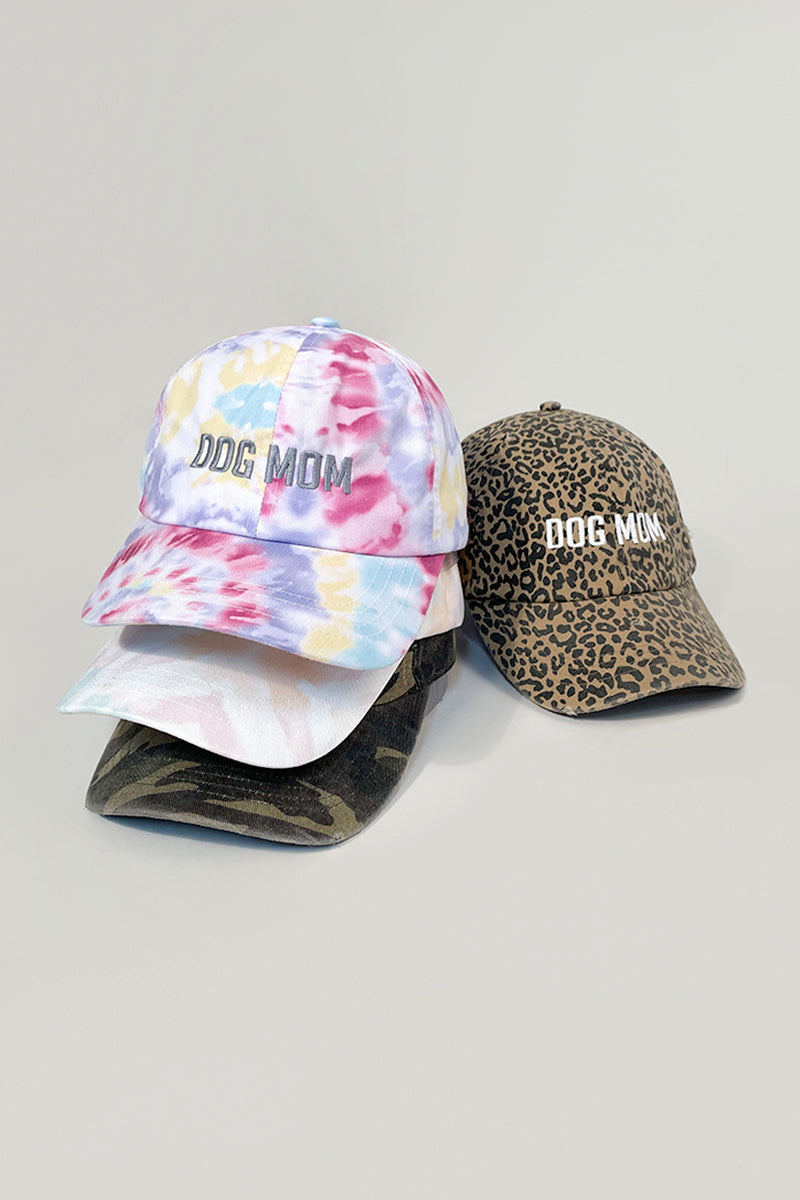 LCAP1436, LCAP1448, LCAP1452 - DOG MOM Bold print embroidered baseball caps