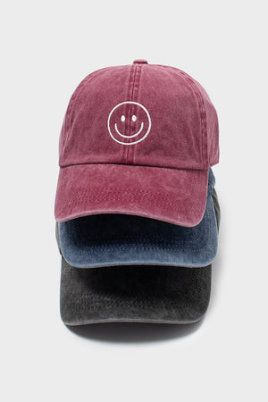 FWCAP1619 - Smiley outline embroidered baseball cap
