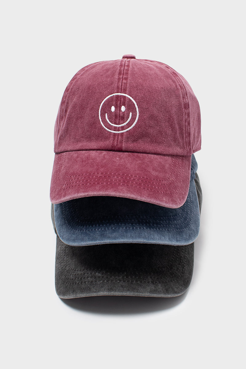 FWCAP1619 - Smiley outline embroidered baseball cap