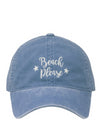 LCAP1803 - "Beach Please" Embroidery Washed Baseball Cap - David and Young Fashion Accessories