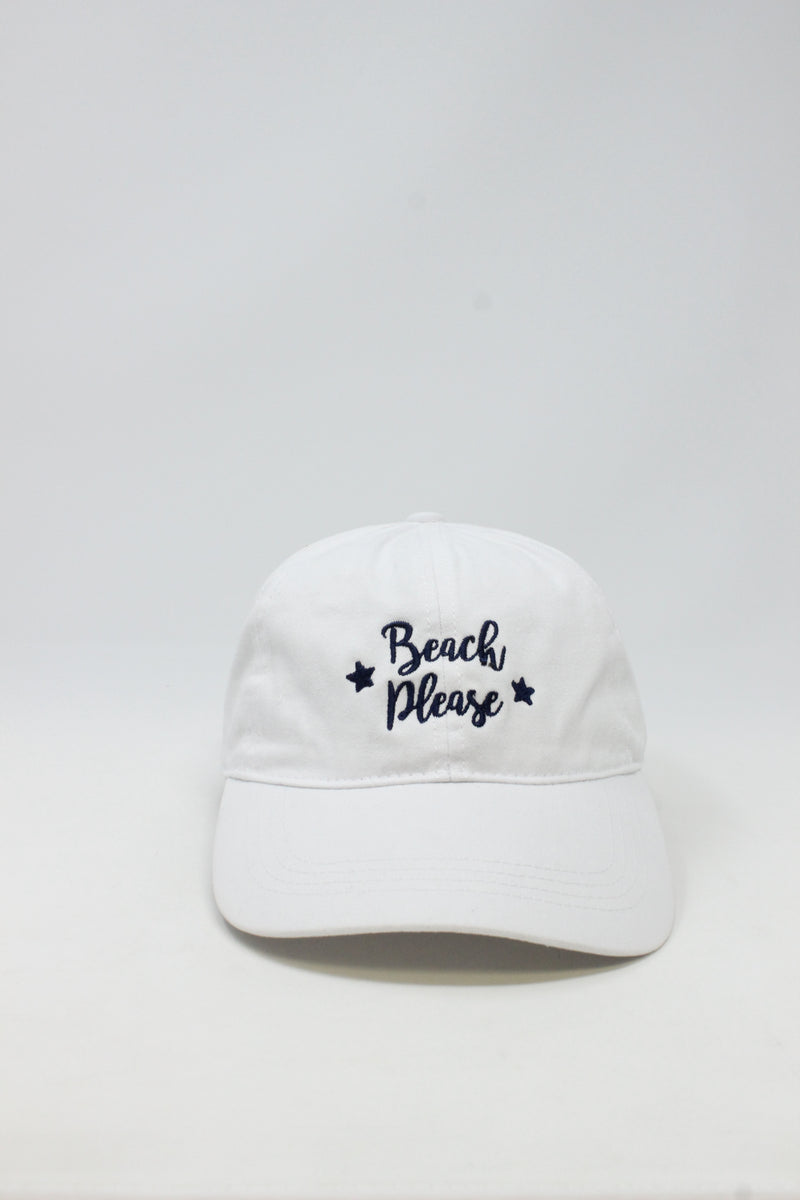 LCAP1803 - "Beach Please" Embroidery Washed Baseball Cap - David and Young Fashion Accessories