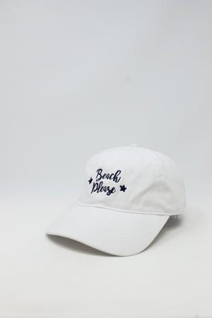 LCAP1803 - "Beach Please" Embroidery Washed Baseball Cap - David and Young Fashion Accessories