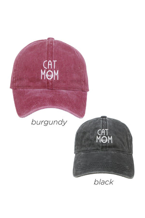 LCAP257 - Cat Mom Embroidered on Vintage Wash Cap - David and Young Fashion Accessories