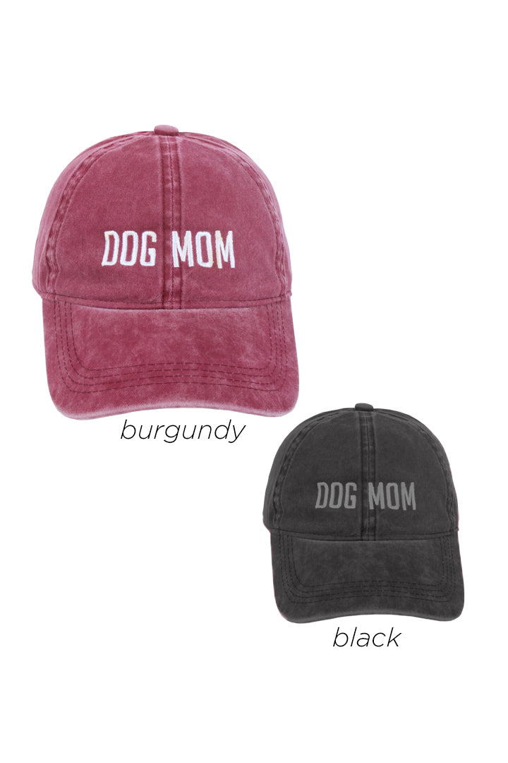 LCAP469 - Dog Mom Embroidered on Vintage Wash Cap - David and Young Fashion Accessories