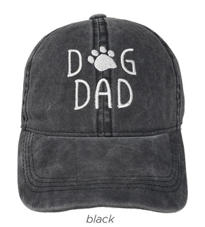 LCAP842 - Dog Dad Embroidery Vintage Wash Baseball Cap - David and Young Fashion Accessories