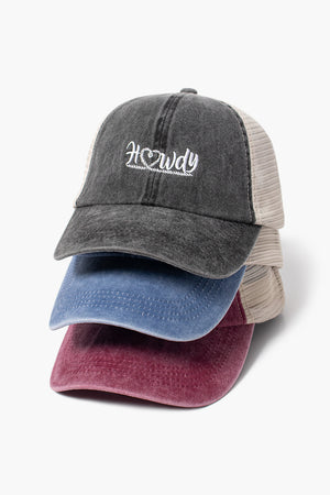 LCAPM1624 - HOWDY embroidery mesh back baseball cap