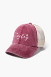 LCAPM1627 - Wifey and daisy embroidered mesh back baseball cap
