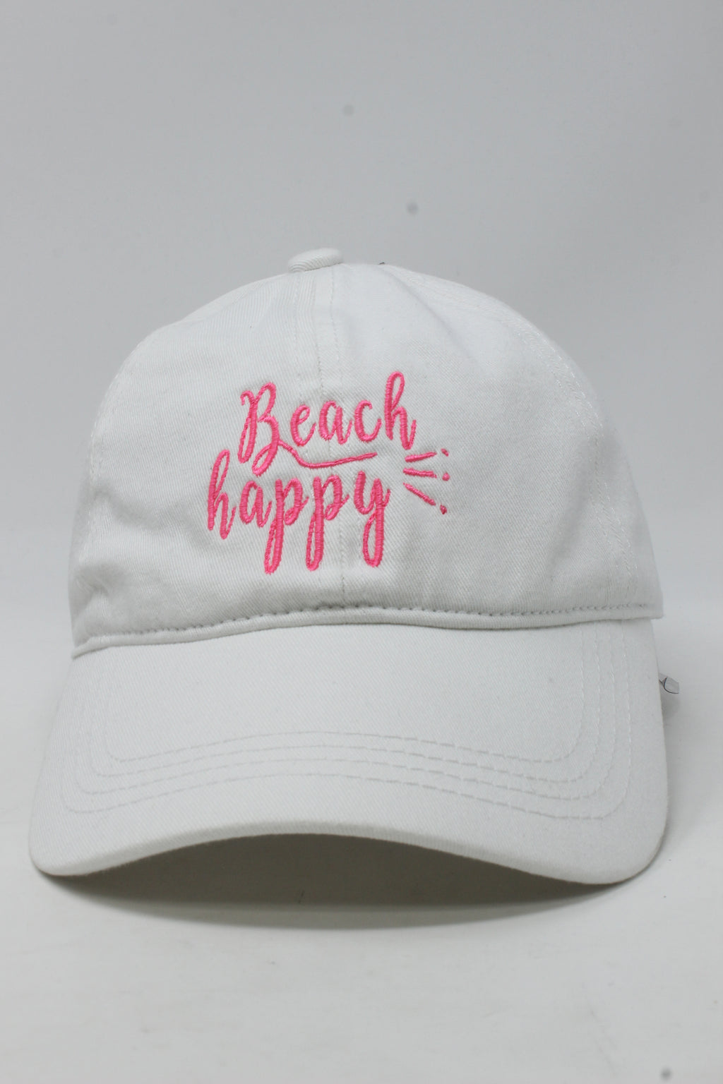 LCAP978 - "Beach Happy" Neon Embroidery Vintage Washed Baseball Cap with - David and Young Fashion Accessories