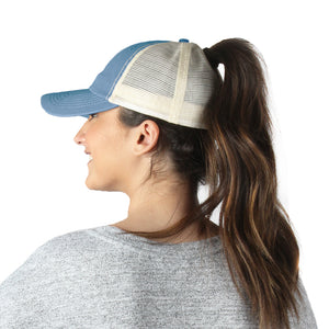 HCAPMT307 -  Solid Mesh Back Ponyflo Cap