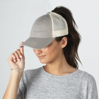 HCAPMT307 -  Solid Mesh Back Ponyflo Cap - David and Young Fashion Accessories
