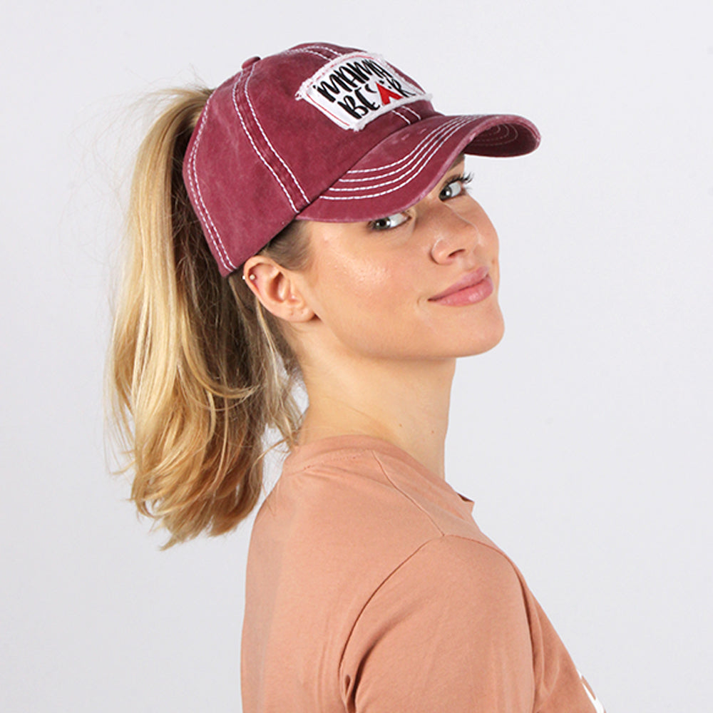FWCAPT923 - Ponyflo Cap with "Mama Bear" Embroidery - David and Young Fashion Accessories