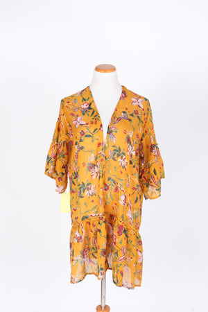 MJTO6818 - Floral Printed Ruffle Kimono - David and Young Fashion Accessories