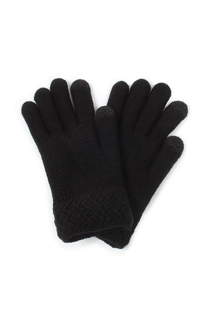 PTGL1111 - Feathered textured knit tech touch gloves