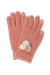 PTGL8503 - Textured knit tech touch gloves with faux fur poms