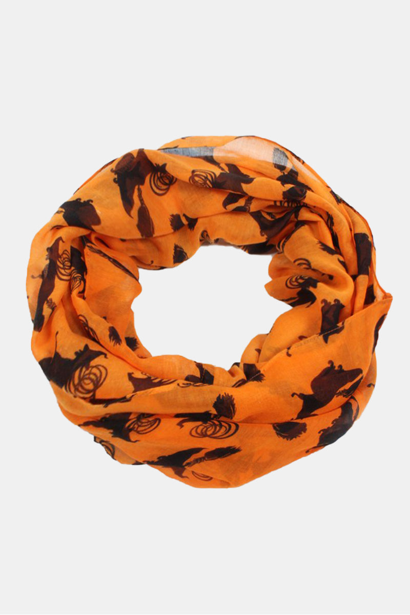 PTINF02015 - Witch On Broomstick Silhouette Infinity Scarf - David and Young Wholesale