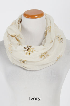 PTINF2006 - Foil Snow Flake Infinity Scarf - David and Young Wholesale
