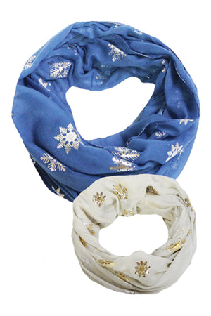 PTINF2006 - Foil Snow Flake Infinity Scarf - David and Young Wholesale