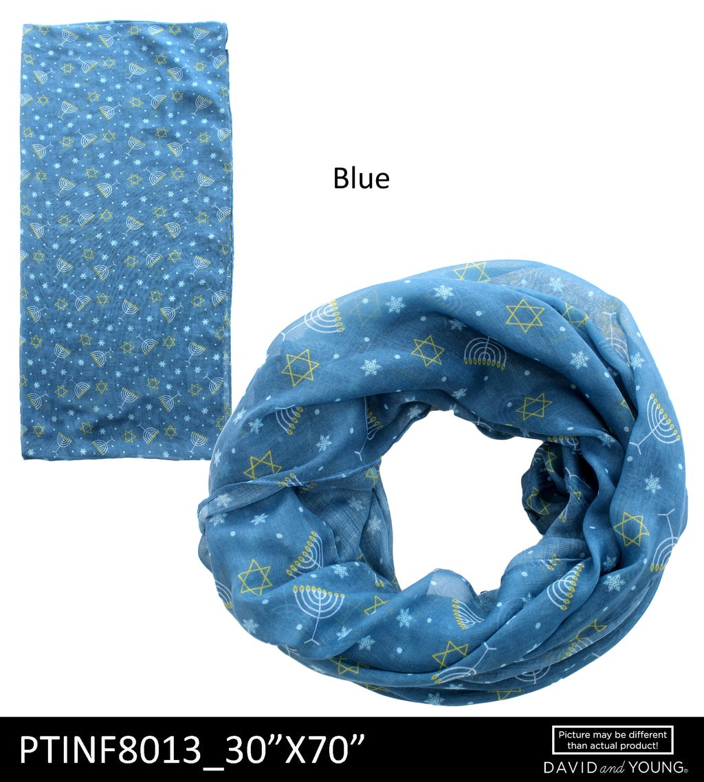 PTINF8013 - Menorah And Stars Infinity Scarf - David and Young Fashion Accessories