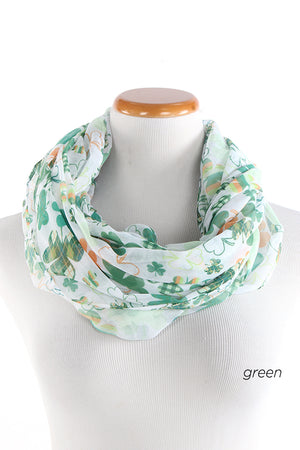 PTINF901 - Multi Pattern Shamrocks Infinity Scarf 30x70 - David and Young Fashion Accessories