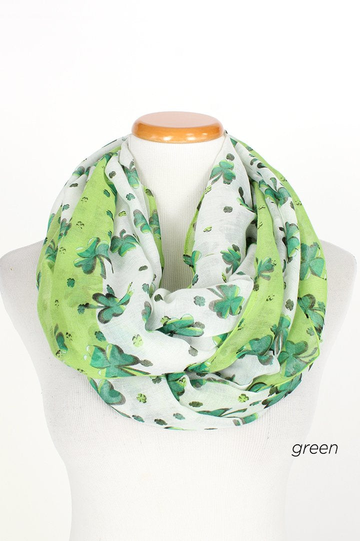 PTINF902 - Border shamrocks infinity scarf 30"x70" - David and Young Fashion Accessories