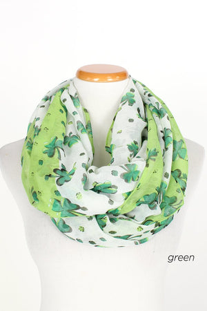 PTINF902 - Border shamrocks infinity scarf 30"x70" - David and Young Fashion Accessories
