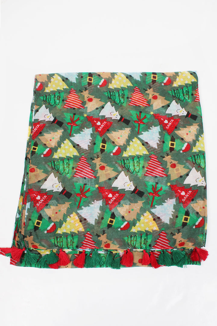 PTPSF03578 - Decorated Christmas Trees Oblong Scarf - David and Young Wholesale