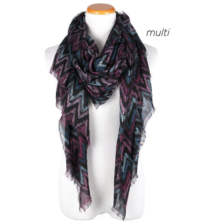 PTSF2901 - Sketchy Chevron Lightweight Scarf 35"x70" - David and Young Fashion Accessories