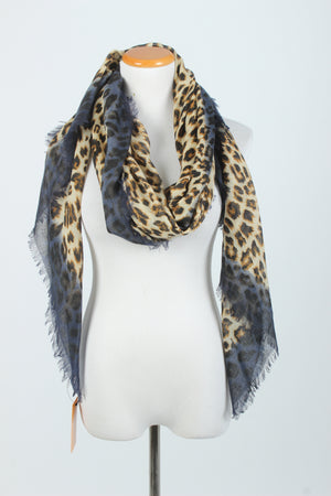 PTSF3132 - Leopard Print Scarf with Self Fringe - David and Young Fashion Accessories