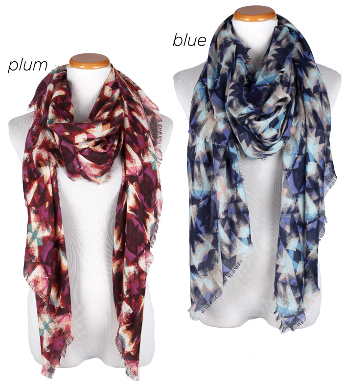 PTSF4181 - Kaleidescope Print Lightweight Scarf 35"x70" - David and Young Fashion Accessories