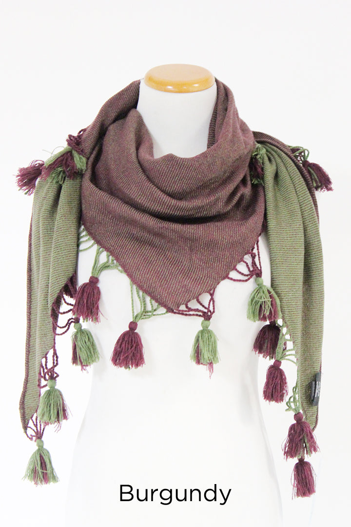 PTSFTRW11007 - Reverisable Two Tone Triangle with Tassels - David and Young Wholesale