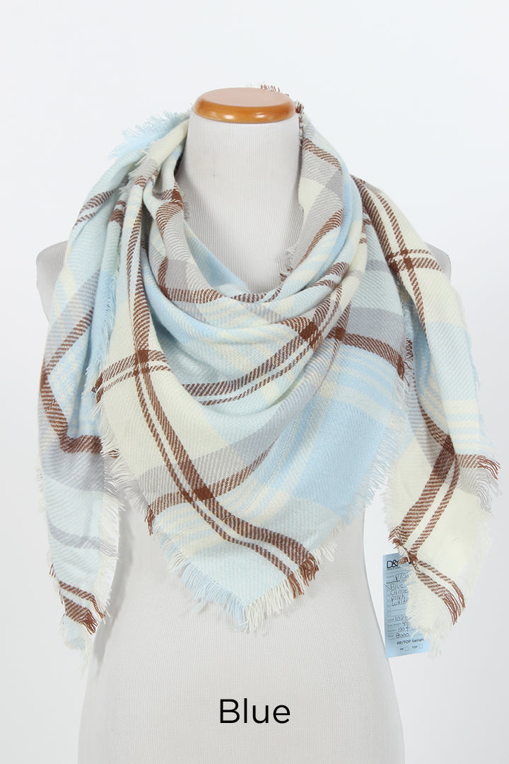 PTSFTRW4011 - Plaid Triangle Scarf - David and Young Wholesale
