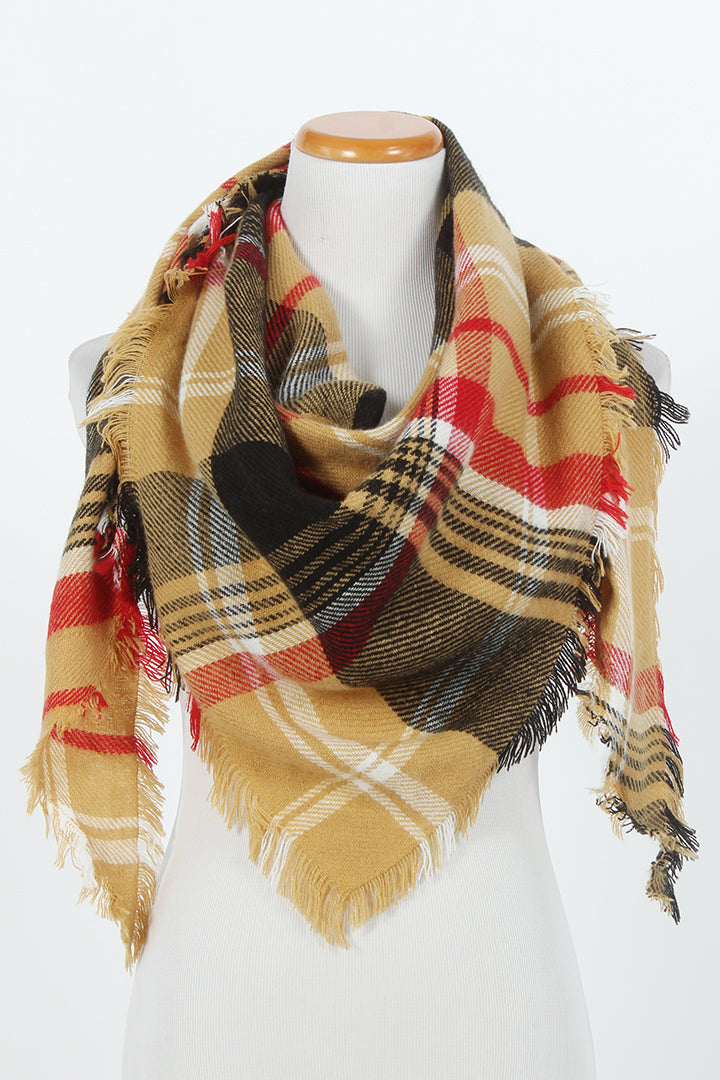 PTSFTRW4011 - Plaid Triangle Scarf - David and Young Wholesale