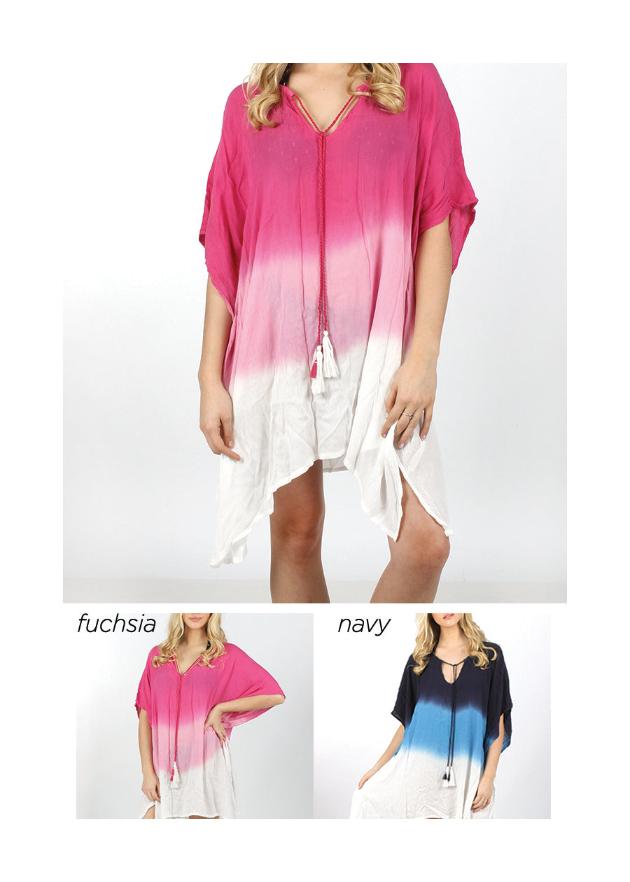 SROP70018 - Dip Dye Shawl with Tassels 40" X 33" - David and Young Fashion Accessories