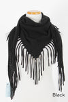 TSFTRK22604 - Solid Knit Triangle With Long Fringe - David and Young Wholesale