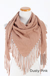 TSFTRK22604 - Solid Knit Triangle With Long Fringe - David and Young Wholesale