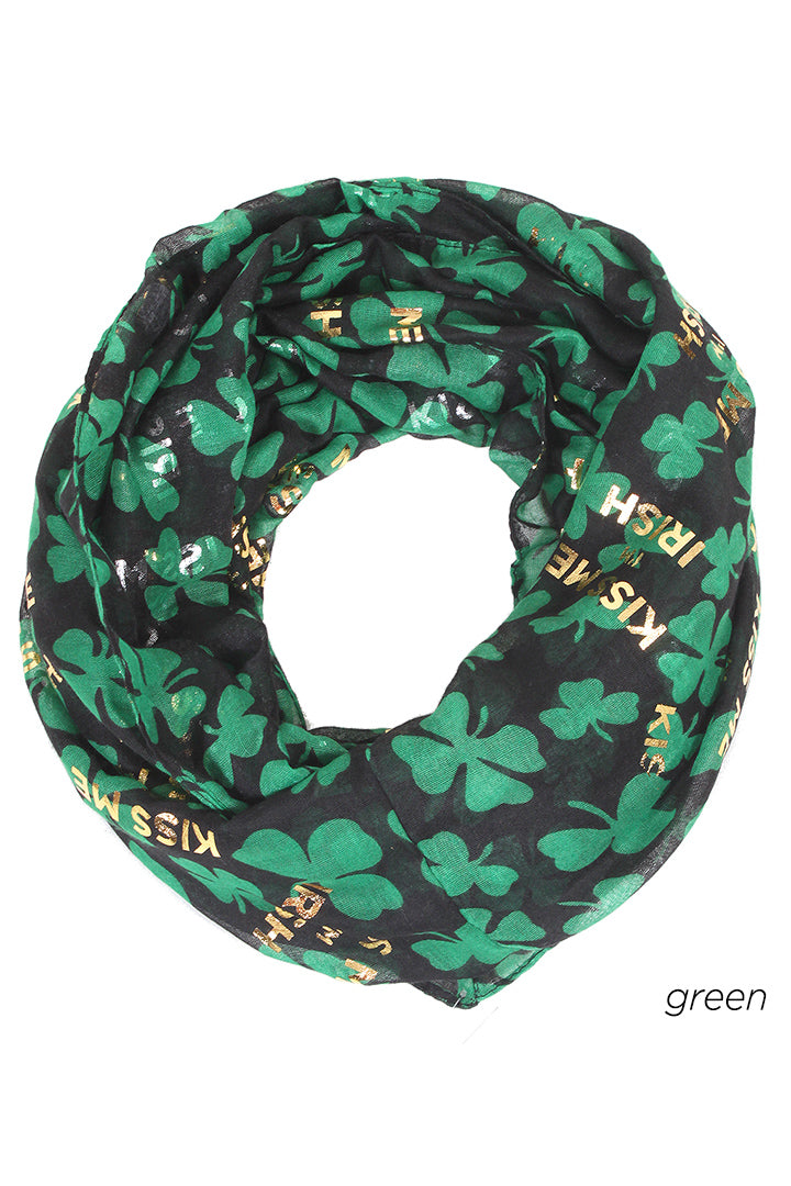 UINF6828 - "Kiss Me, I'm Irish" Infinity Scarf 30"x70" - David and Young Fashion Accessories