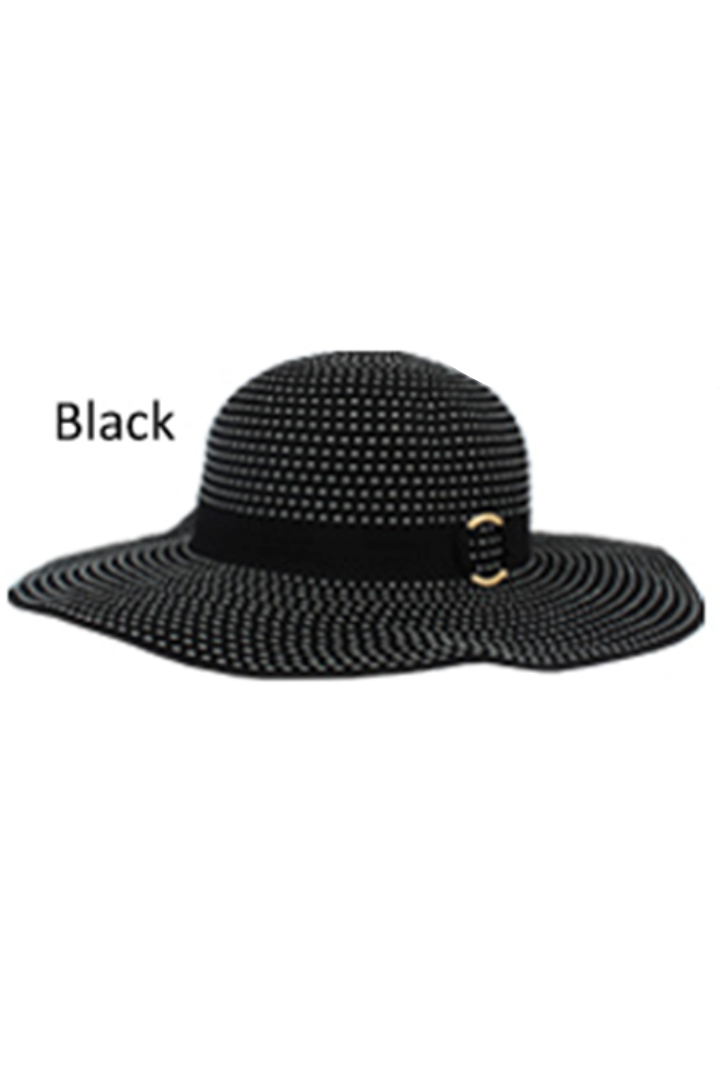 JCFP3977 - Pic Stitch Ribbon Hat with Metal Buckle Band - David and Young Fashion Accessories