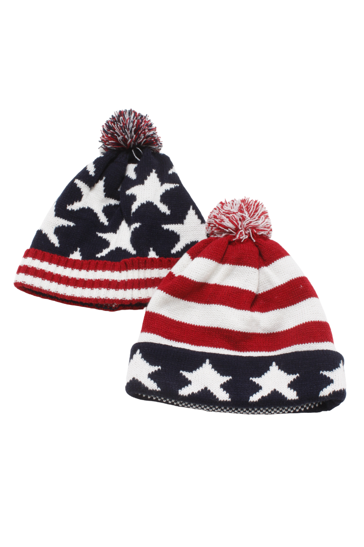 WBB301 - Americana Star Beanie (sold as 12pcs assorted pack) - David and Young Wholesale