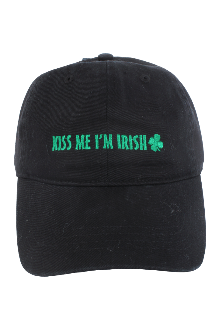 FWCAP22171 - "Kiss Me I'm Irish" Embroidery Baseball Cap - David and Young Fashion Accessories