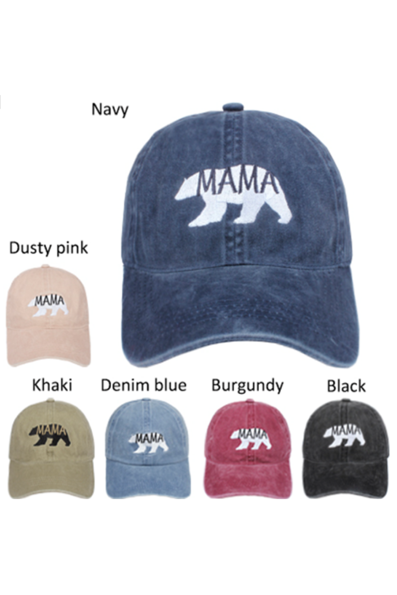 FWCAP430 - "Mama Bear" Embroidery Vintage Washed Baseball Cap - David and Young Wholesale