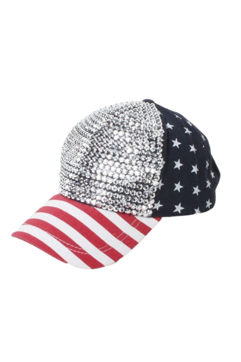 ACAP45010 - Americana Baseball Cap with Bling Bling (sold as 12pcs assorted pack) - David and Young Wholesale